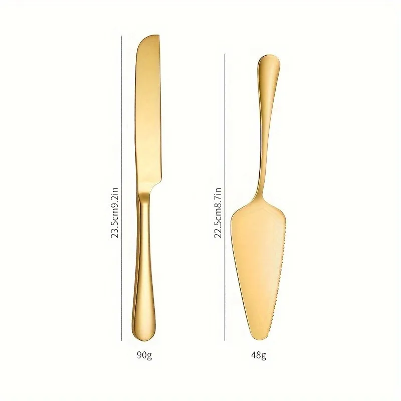 Durable Stainless Steel Cake Knife and Spatula Set - Elegant Pizza Cutter & Pastry Baking Tools for Weddings, Birthdays