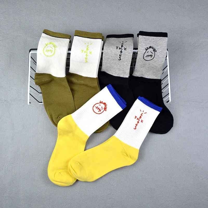 3 Pairs Men\'s Socks Crew Cactus Jack Socks Cotton Sport Hip Hop Basketball White /gray /Black Sockken Wholesale Women New Socks