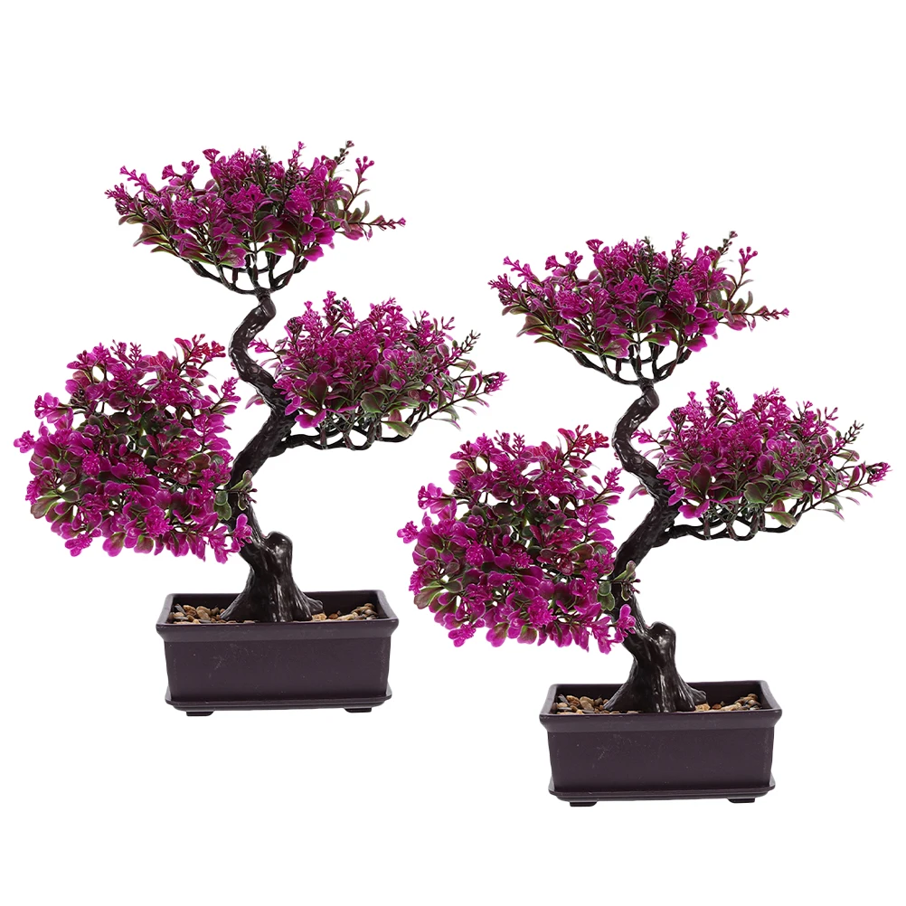 

2pcs Artificial Bonsai Tree Fake Plant Home Decoration Indoor Desktop Flower Ornament Simulation Green Plants Room
