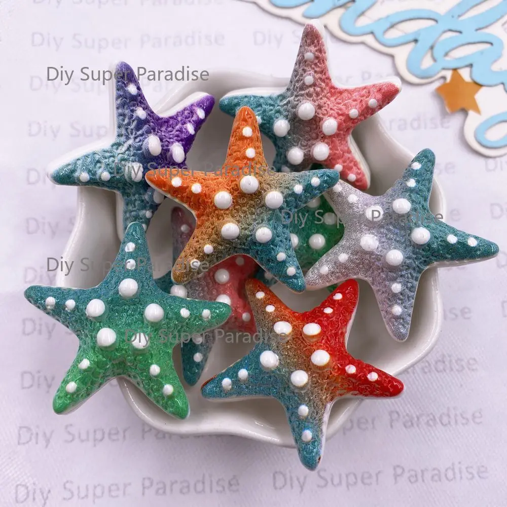 8PCS Mixed Resin Kawaii Candy Color Colorful Starfish Figurines Flat back Stones Scrapbooks DIY Jewelry Accessories Decor Crafts