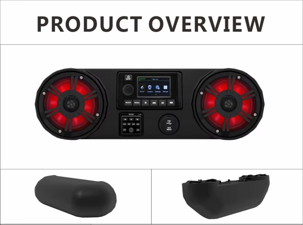 LED Soundbar with Powerful Sound Effect Durable Marine Audio Accessories Featuring Piston Part