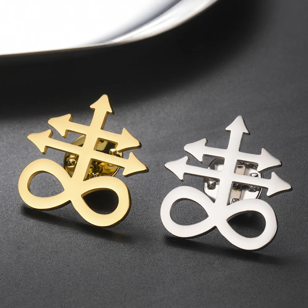 

Dawapara Leviathan Cross Brooches Stainless Steel Christian Symbol Badge Pin Religious Amulet Jewelry Gifts