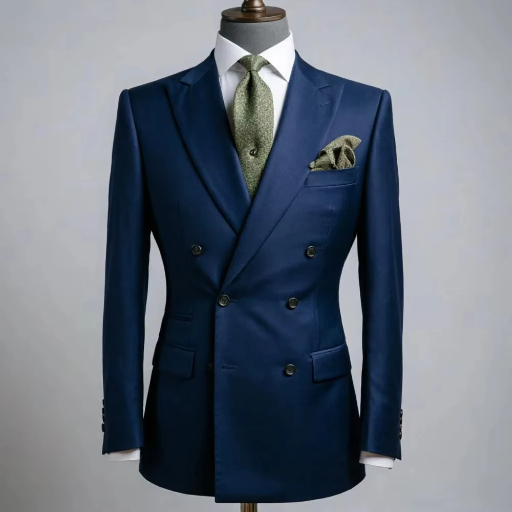 Fashion Men Matcha green Double Breasted 1 Piece Slim Fit Wedding Suit Flap Pockets Decorative Cuff Buttons Blazer Groom Prom