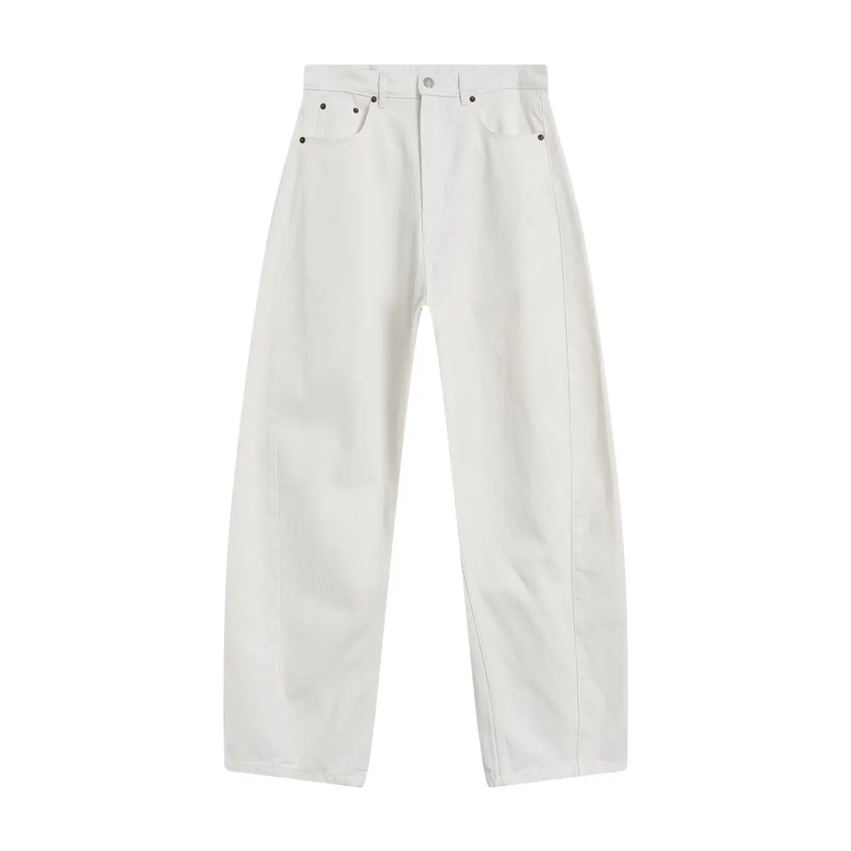 Withered Casual Rivet Embellished Mid High Waist Long Straight Leg Pants Jeans Women's Jeans Women's Denim Pants Woman Clothes