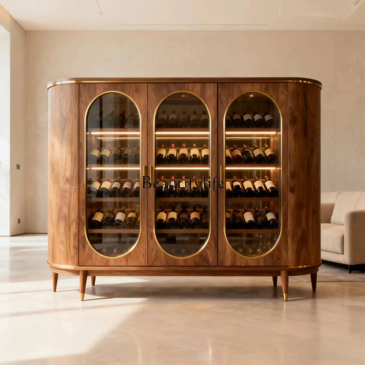 

Aesthetic solid wood display cabinet living room wall locker rack