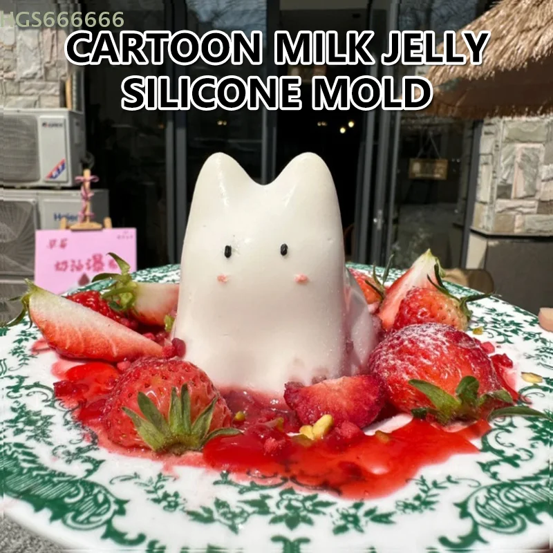 

1pcs Cat Milk Pudding Silicone Mold Halloween Jelly Bowl Cake Cute Cake White Cold Ice Powder Mold Cake Decoration Accessories
