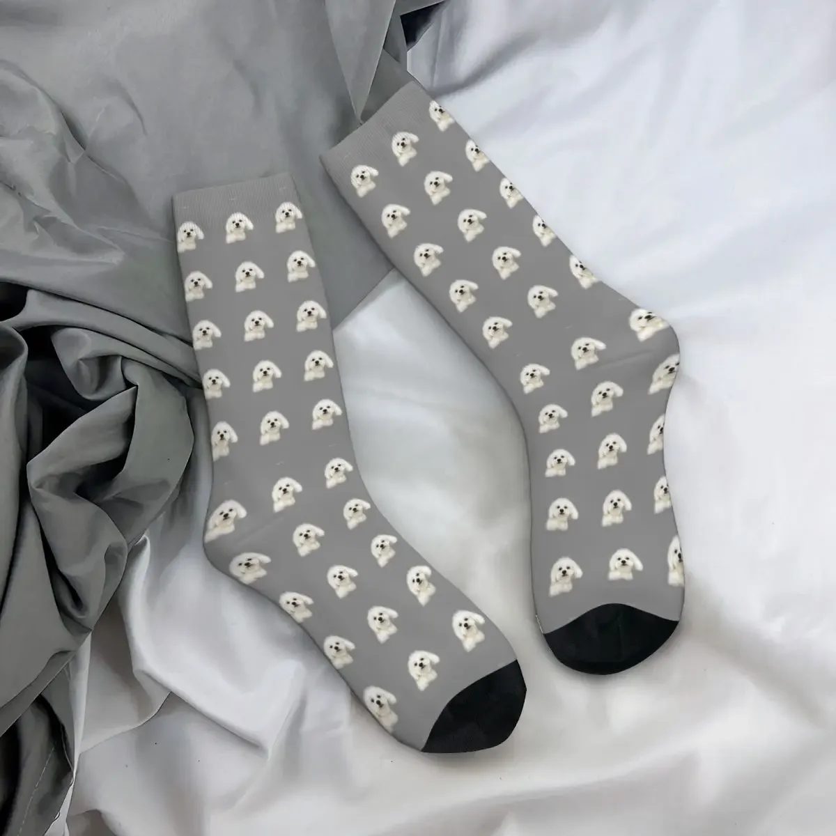 Maltese Puppy Socks Harajuku Sweat Absorbing Stockings All Season Long Socks Accessories for Man's Woman's Birthday Present