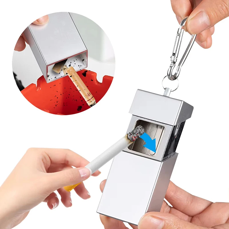 

Portable Stainless Steel Ashtray with Keychain Drawer Ash Holder Cigarette Tray for Outdoor Car Travel Mini Ashtray Container
