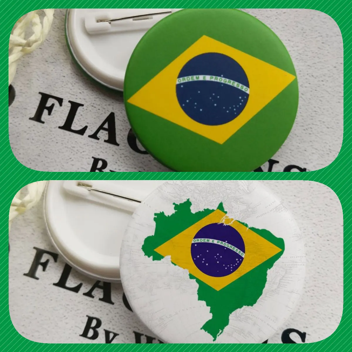 Brazil Brazilian National Emblem Flower Map Flag Brooch Badges Lapel Pins