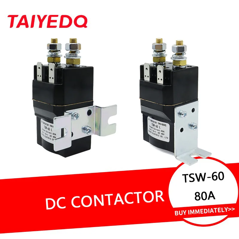 TSW-60 80A 1NO Contactor 24V 48V de CC para maquinaria de ingeniería de vehículos eléctricos normalmente abierta