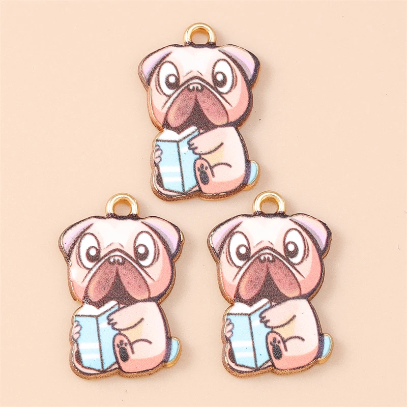 20 Stück 15x22mm Cartoon-Tieranhänger, emaillierte Hunde-Anhänger für die Schmuckherstellung, Ohrringe, Halsketten, DIY-Bastelzubehör – Detail 10