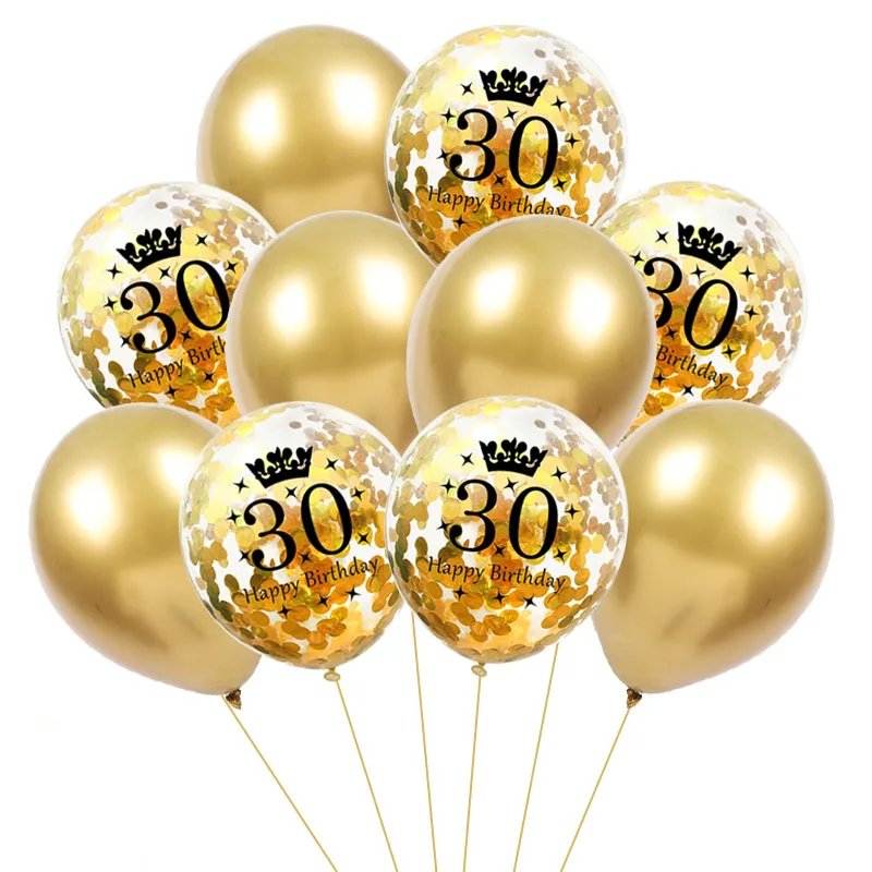 10pcs 30 40 50 Years Old Birthday Party Balloon 12inch Confetti Ballon Latex Balloon Anniversary Adult Birthday Party Decoration