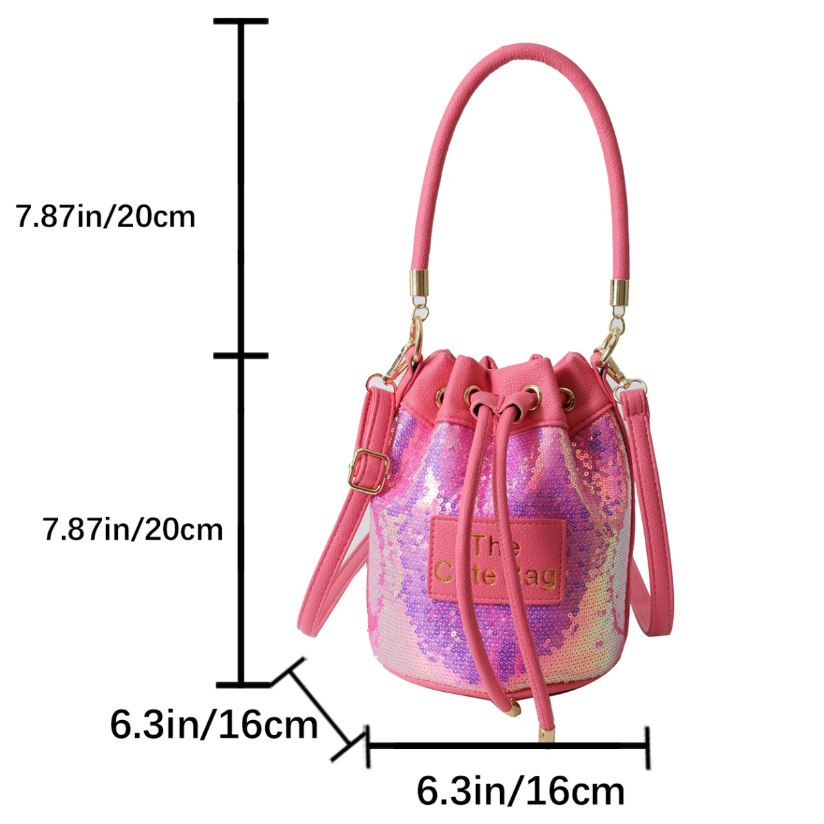 10 Colors Pu Leather Bucket Shoulder Crossbody Bags For Women Designer Shiny Sequined Handbag And Purse 2023 New Messenger Bags