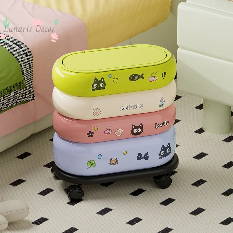

Household large-capacity pulley removable dopamine trash can, bedroom, living room, covered paper basket