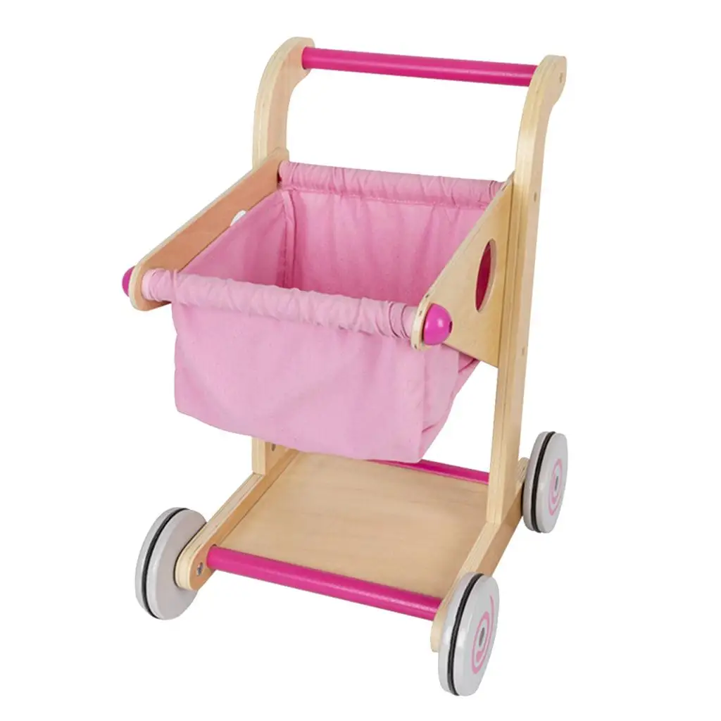 

Children Trolley Shopping Shopping Cart Supermarket Trolley wooden Toy Gifts for 5 6 Years Old