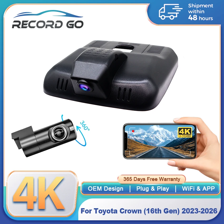 New! Car Dash Camera for Toyota Crown (16th Gen) 2023 2024 2025 2026, 4K 2160P Dash Cam for Crown, WIFI Connection APP Control