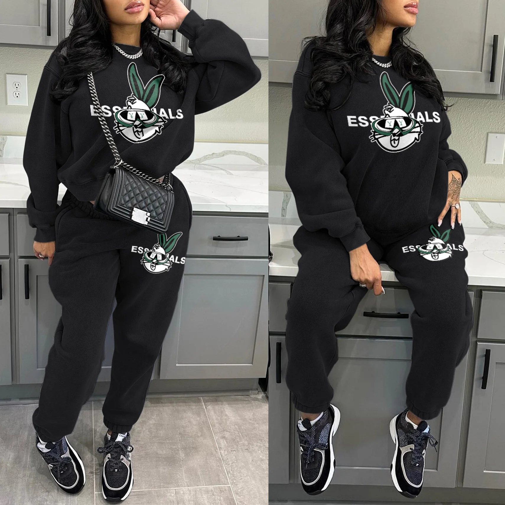 

Women Fall Tracksuits Two Piece Pant Sets Winter 2024 Elegant Luxury Outfits Crop Tops 2 Piece Pant Sets Joggers Sweatsuits