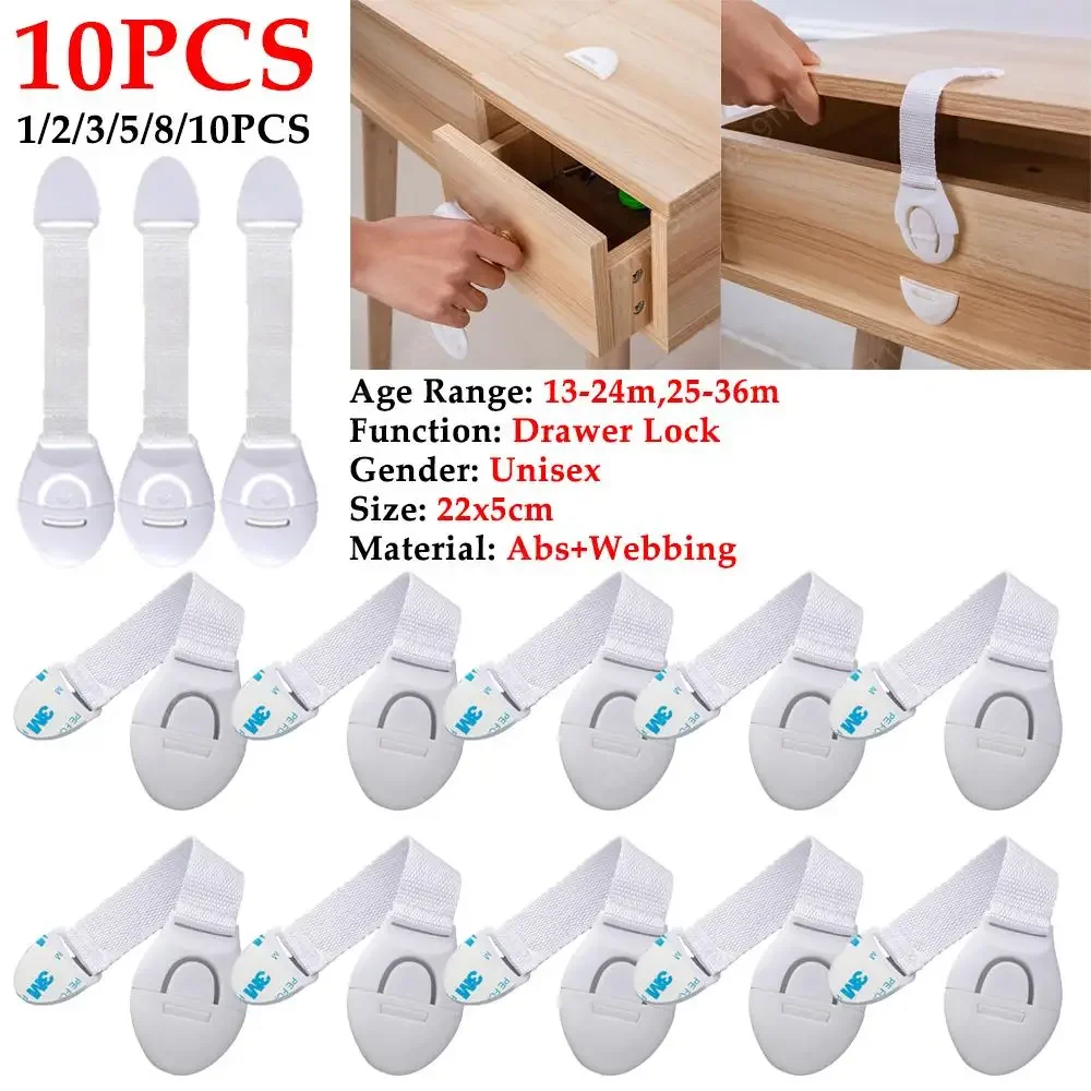 1-10pcs Cabinet Lock Plastic Protection Kids Safety Door Lock Child Safety Cabinet Lock Baby Security Protection Drawer Door