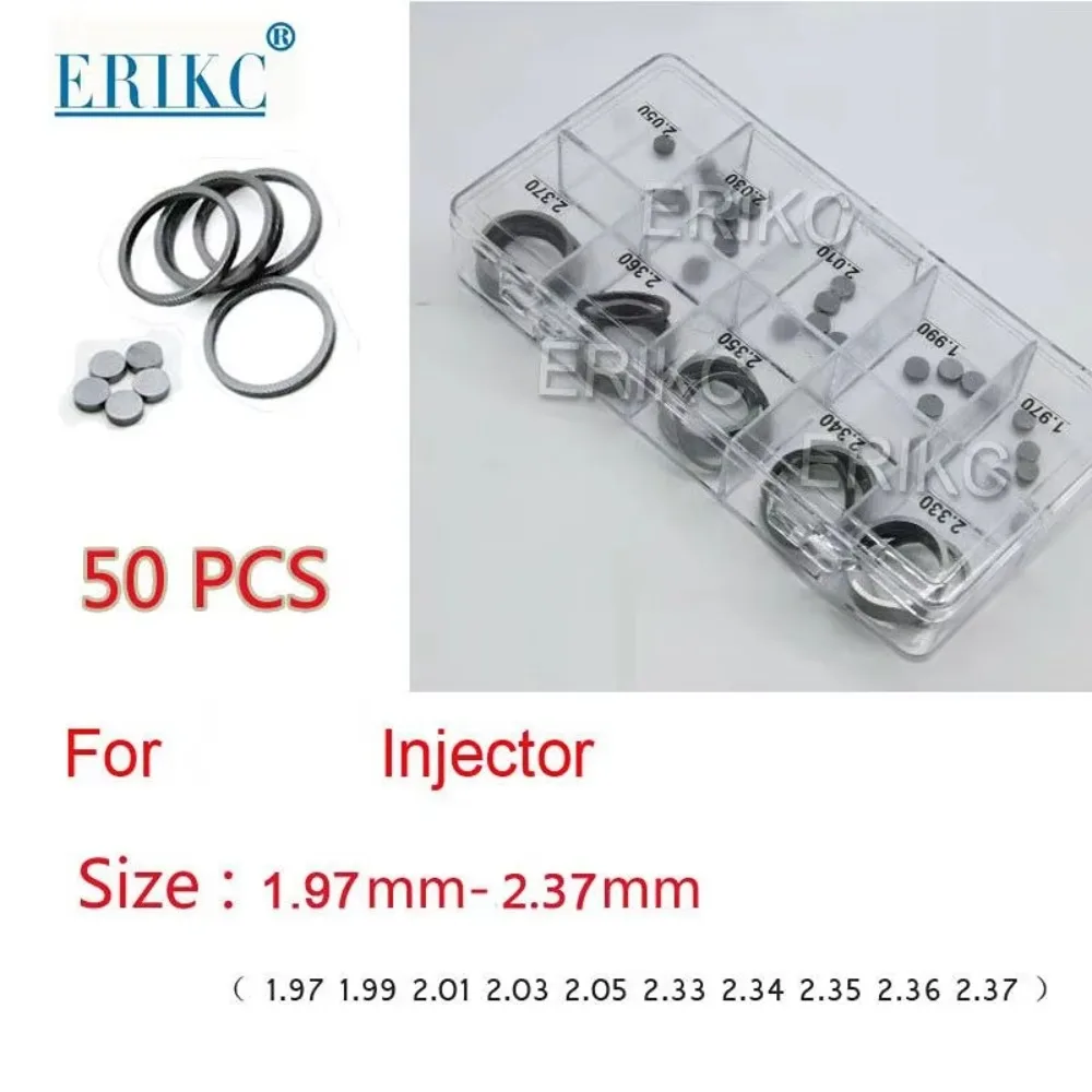 ERIKC Gasket Thickness 1.97-2.37mm 50pcs Diesel Injector Nozzle Adjust Shims CR Repair Washer for C6.6 C6. 4 Injector