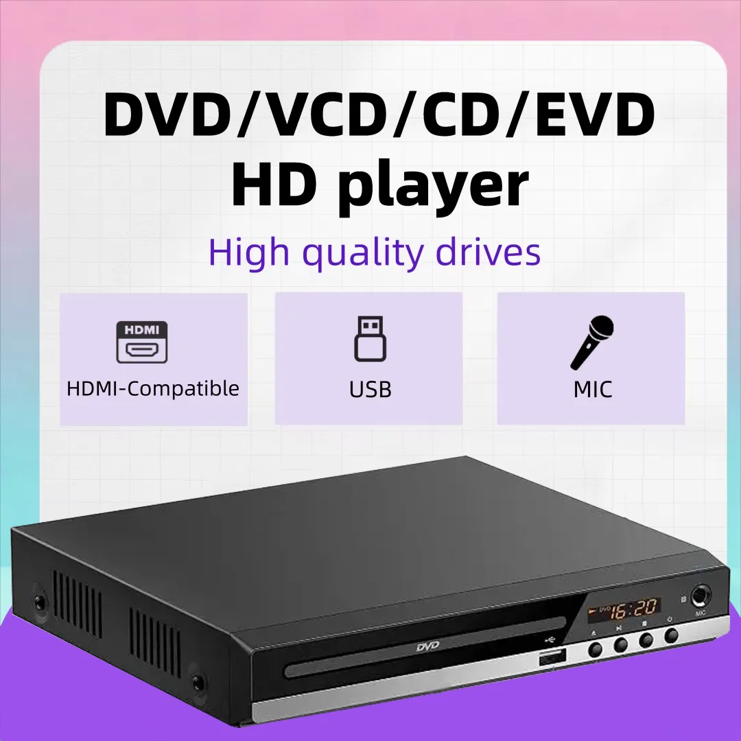 

4K DVD Player 1080P High-defination Home DVD Player Box For TV All Region Free DVD229 CD Discs Player AV Output Built in MIC Por