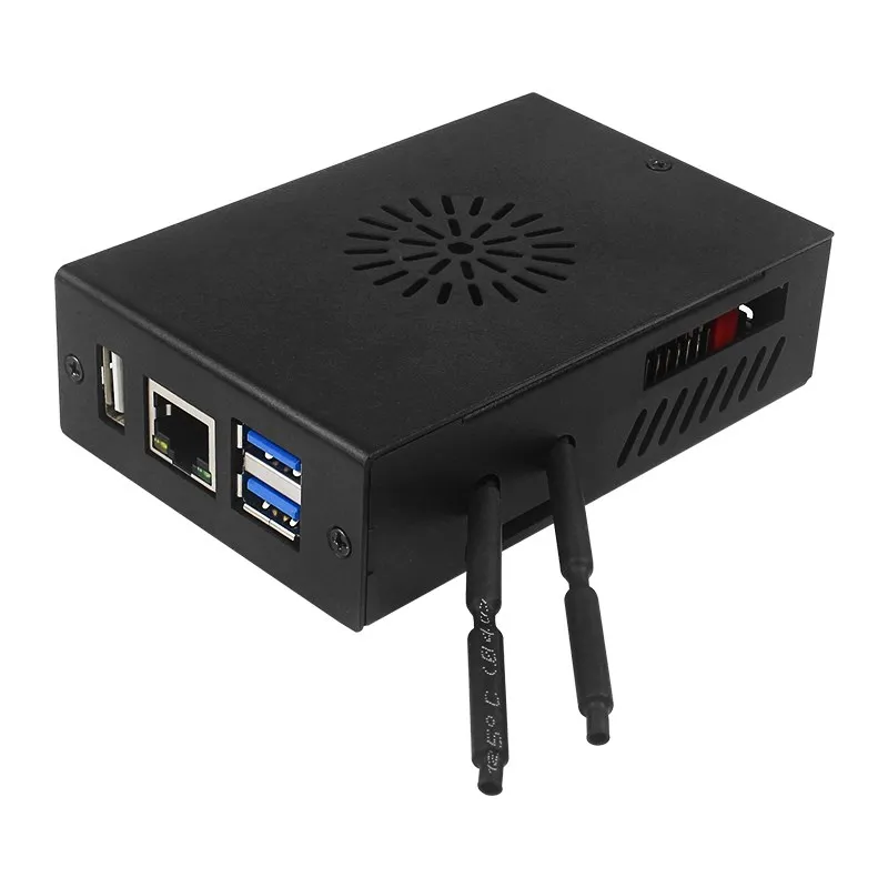 Orange Pi 5B Metal Case with Cooling Fan Optional Aluminum Heat Sink and Antenna Orange Pi 5B Black Shell