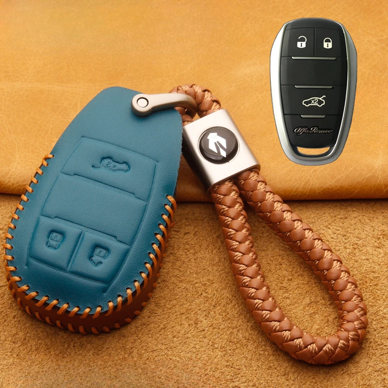 Leather key case For Alfa Romeo giulia stelvio Men's and women's exclusive full package key chain