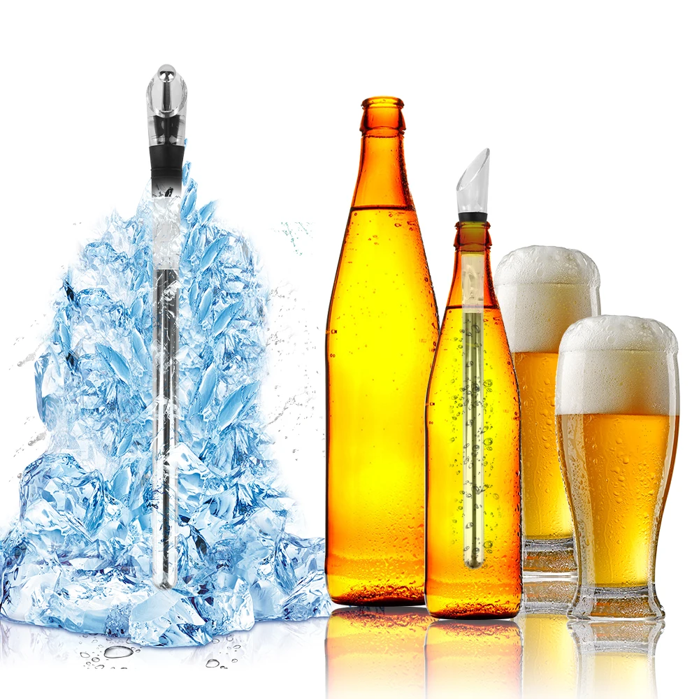 Ice Chil Bar Wine Cooler Set Wine Bottle Cooler Stick Aerator Pourer Stainless Steel Cooler Rapid Iceless Wine Chilling Rod