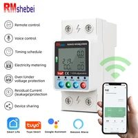 RMshebei Tuya Smart WiFi disyuntor 2P 63A con doble rotura sobretensión bajo voltaje protección contra fugas de sobrecarga