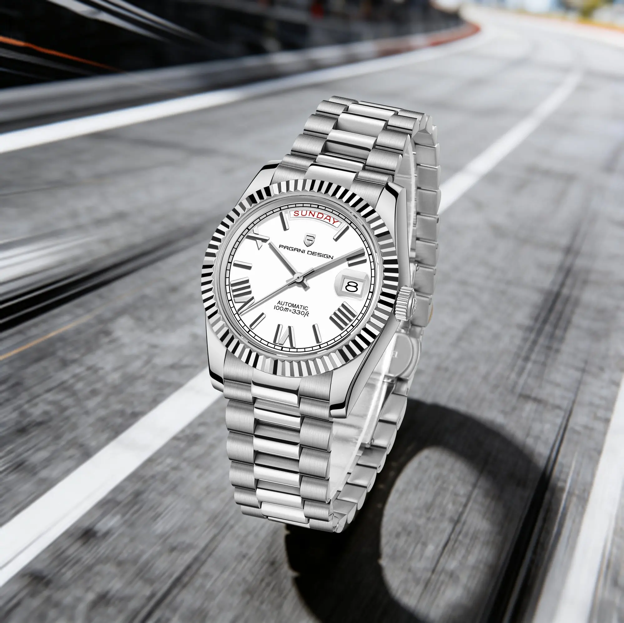 PAGANI DESIGN Men's Automatic Mechanical Watch Plain Color Restrained Elegant High-Quality Stainless Steel Dial Sapphire Mirror
