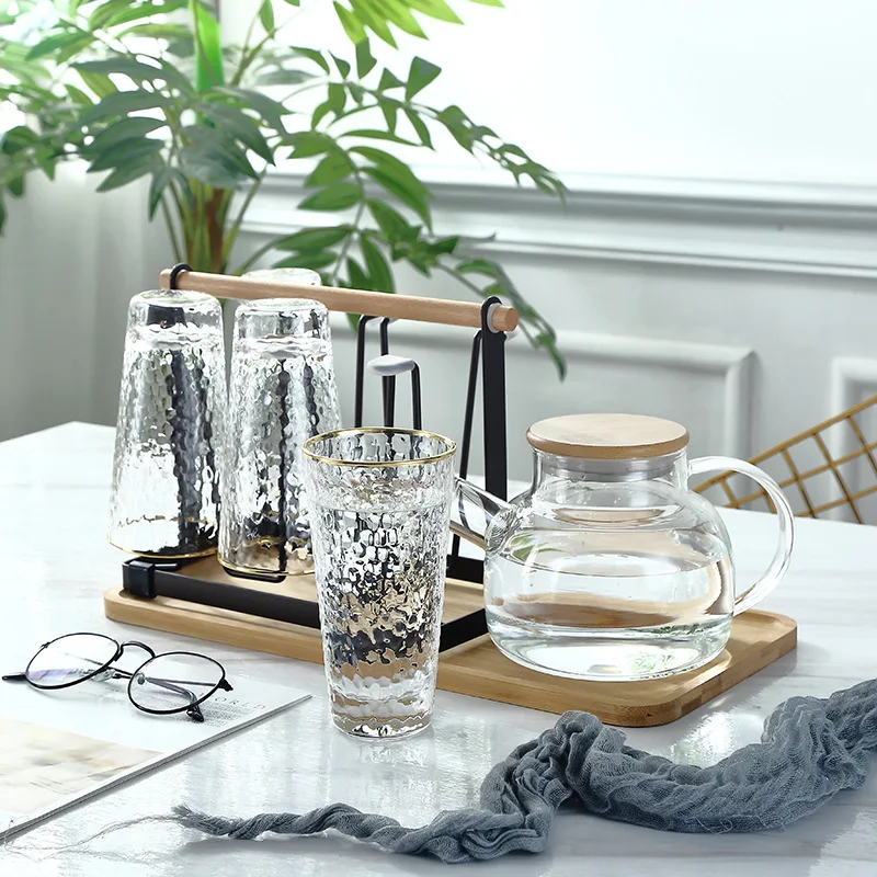 

Japanese Sle Iron Art Cup Holder Handheld Cup Ra with Wooden Tray Drainage Ra Cup Storage elf for Kitchen And Living ...