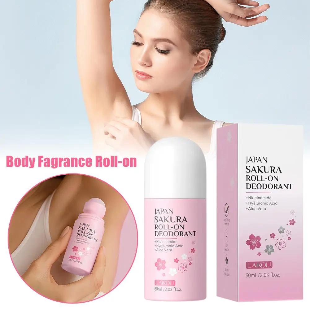 Giappone Sakura Profumo Roll On Deodorante 60ml Profumo Naturale di Lunga Durata Aroma Fresco Per Le Donne Degli Uomini H2S8