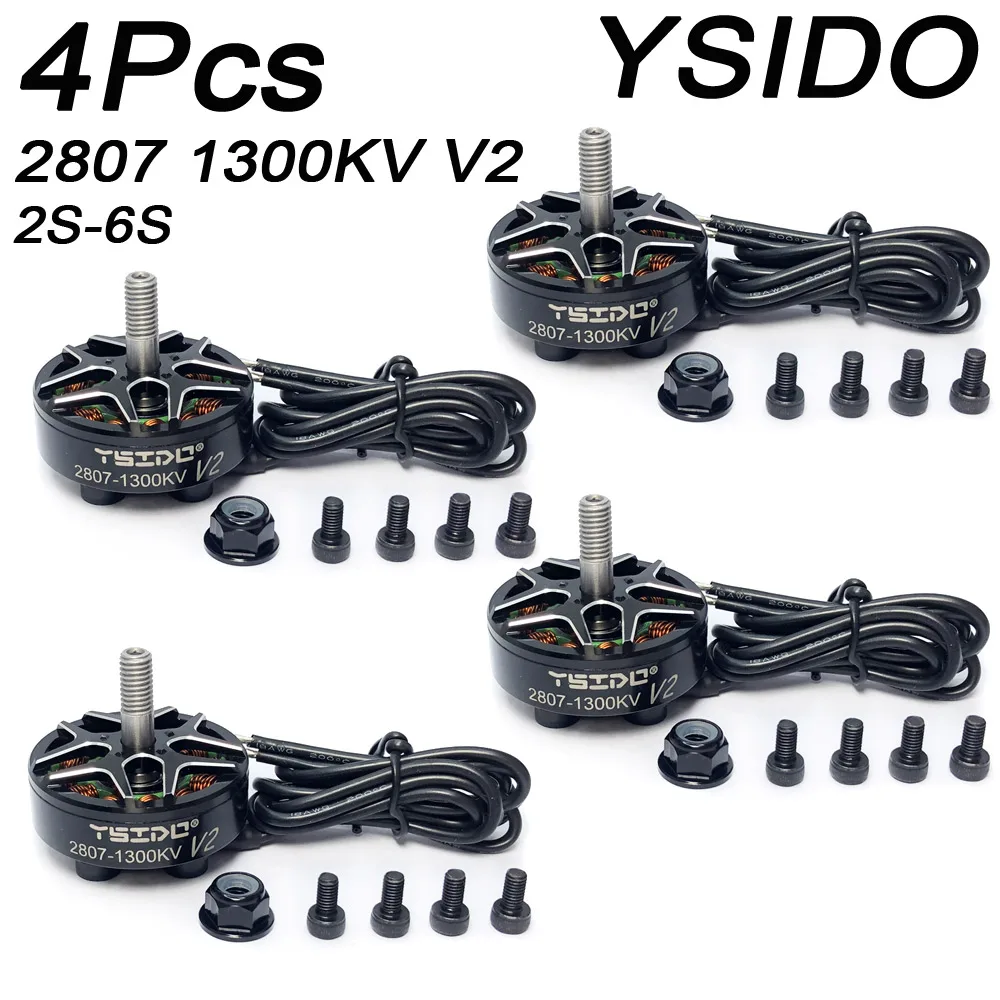 4 szt. Bezszczotkowy silnik YSIDO 2807 V2 1300KV do FPV Freestyle 6 cali 7 cali drony daleki zasięg LR7 DIY części zamienne do multicoptera