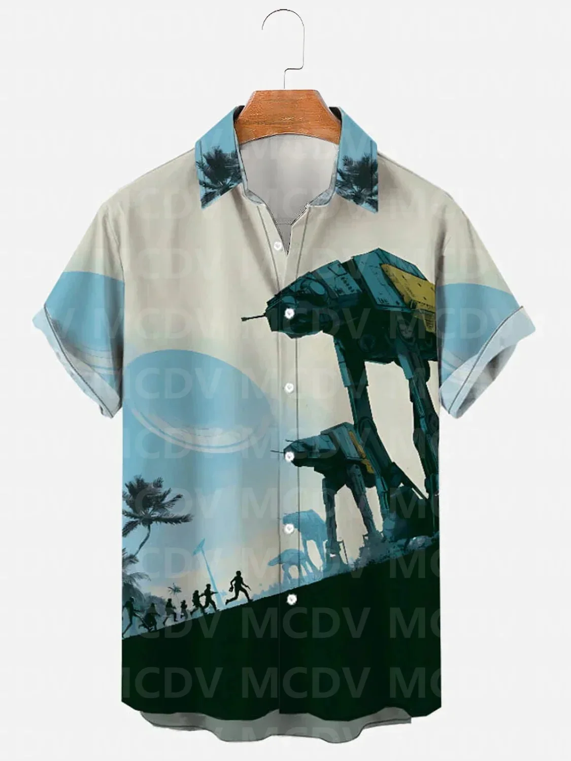 Alien Mecha Casual 3D Print Summer Classic Style Mens Fashion Hawaiian Dress Social Retro Shirt Blouse Camisas Casuais Slim Fit