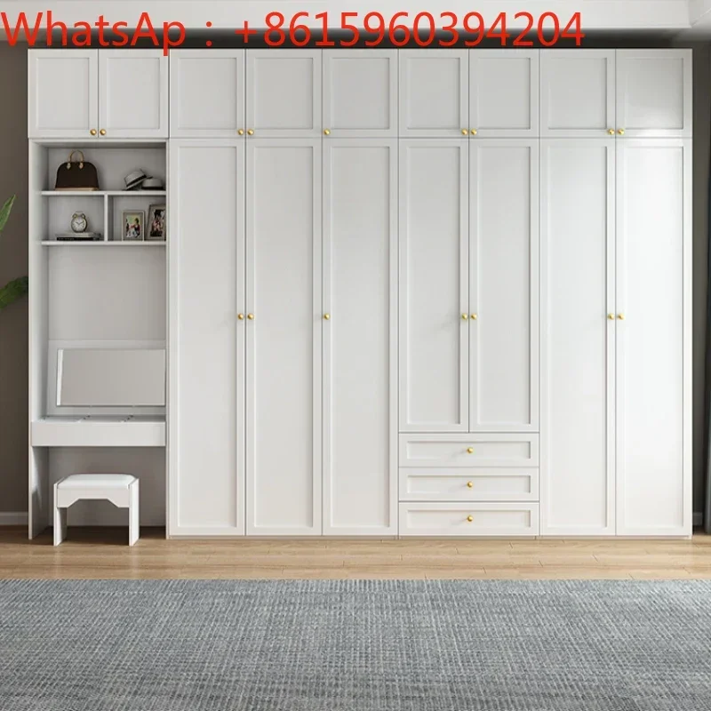 Nordic luxury wardrobe Modern simple and economical bedroom wooden lockers Customizable wardrobe combination of four or six door