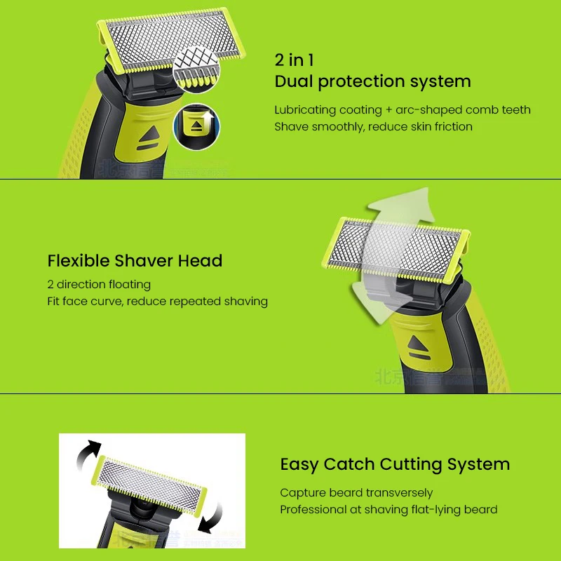 استبدال رأس الحلاقة Philips QP210 متوافق مع جميع ماكينات الحلاقة Philips Serieis One Blade & One Blade Pro