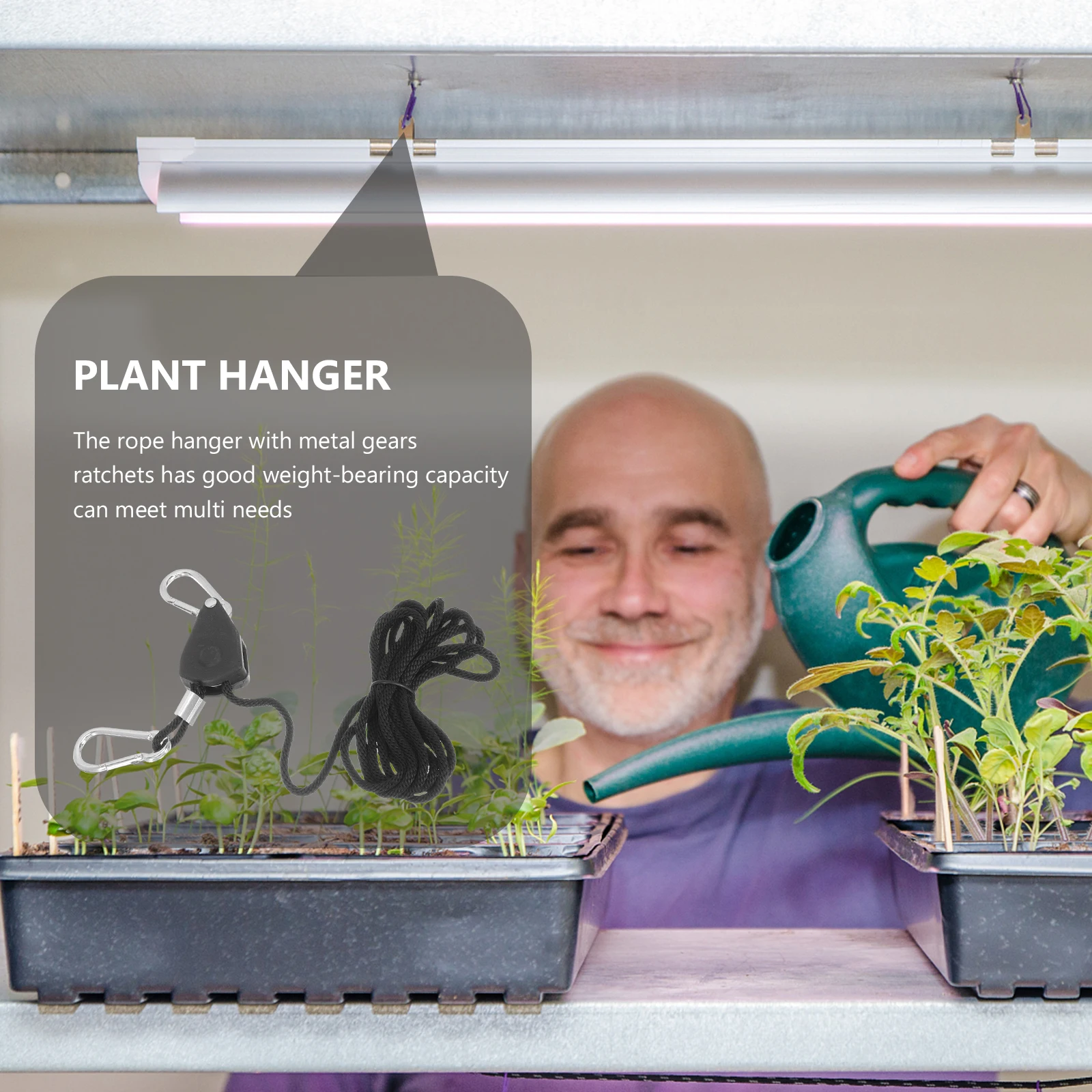 

2pcs Plant Light Rope Hanger Heavy Duty Adjustable Locking Pulley For Led Grow Lights Hydroponic Hanging Clip