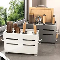 Stainless Steel Storage Rack Multifunctional Kitchen No Drilling Countertop Summary and Organization Knife Holder Chopstick Tube