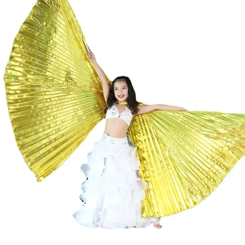 Ali di danza del ventre ali di iside accessori di danza del ventre Bollywood orientale egiziano con bastoncini Costume adulto bambini oro vendita calda