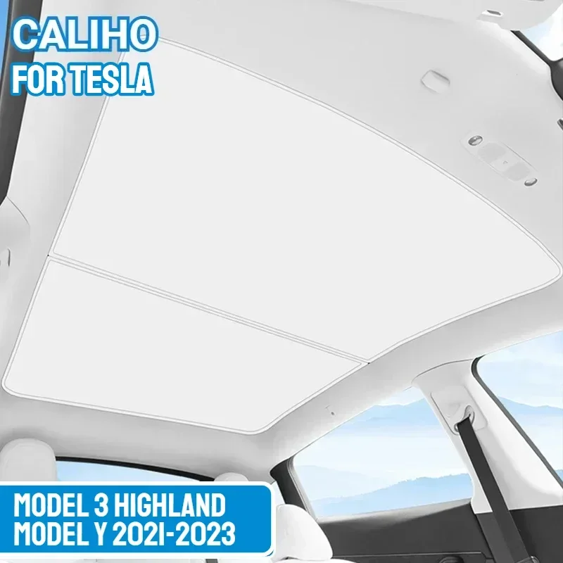 

Sunshades For Tesla Model 3 Sunroof Highland 2024 Model Y 2021-23 Ice Cloth Buckle Sun Pare Glass Front Rear Skylight Accessory