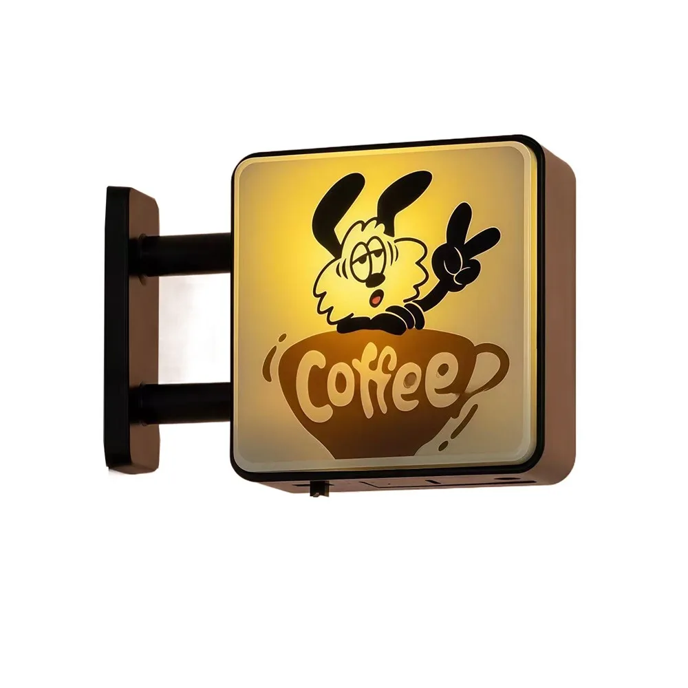 Creative Atmosphere Coffee Corner Light Sign Retro Style Magnetic Miniature Pegboard Refrigerator Sticker Soft Light