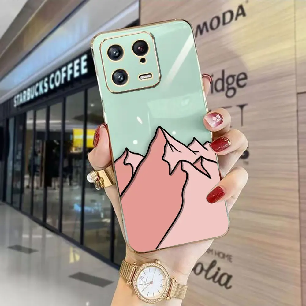 Cartoon Mountain Range Cover Smooth E-TPU Phone Case Xiaomi 9 10 10T 11 11T 12 12T 13 13T LITE PRO 4G 5G Case Shell Funda Coque