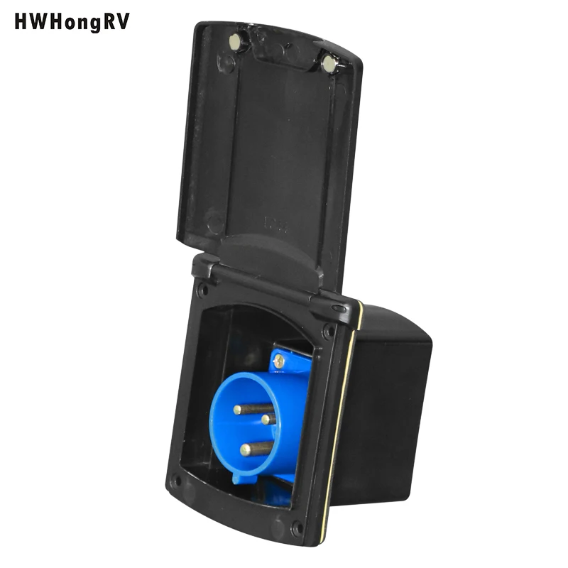 110-220V 16A External Flush Hook Waterproof Plug Socket RV Camper DC Converter