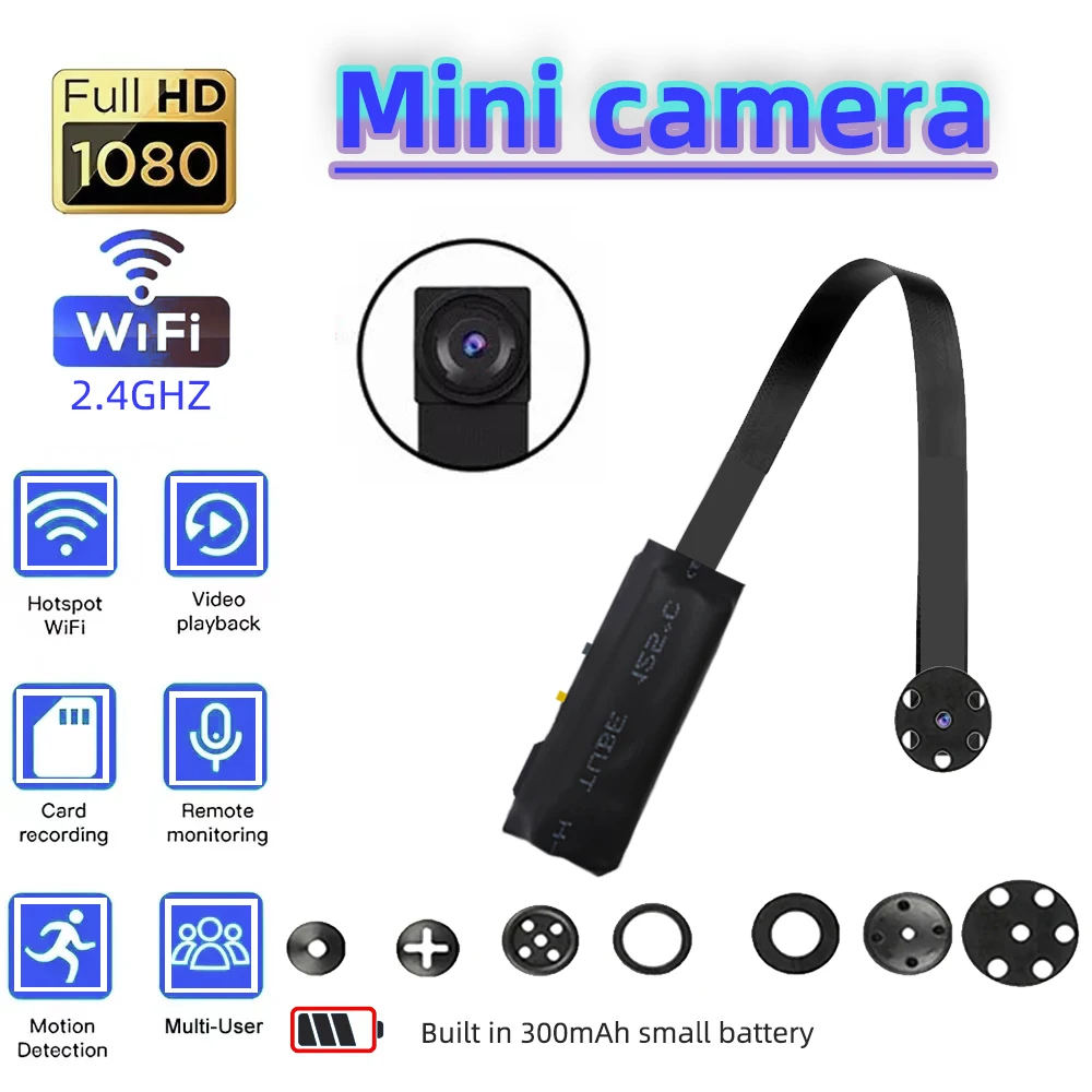 

Мини-камера Wi-Fi для умного дома, микро-камера HD 1080P, цифровая камера, видеорегистратор «сделай сам», встроенная литиевая батарея