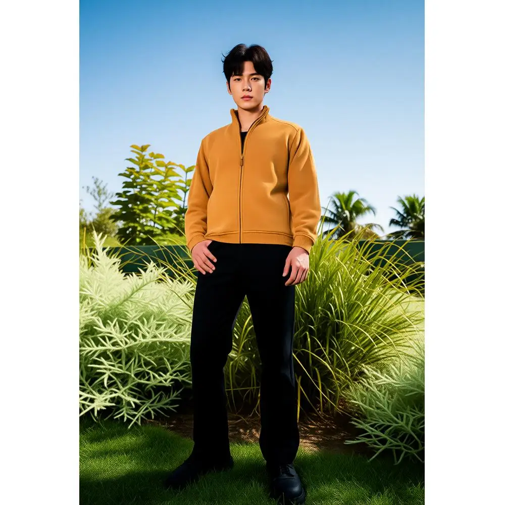 

Men's zippered hoodie with ribbed cuffs and kangaroo pockets in 3 colors, comfortable and soft for daily wear,