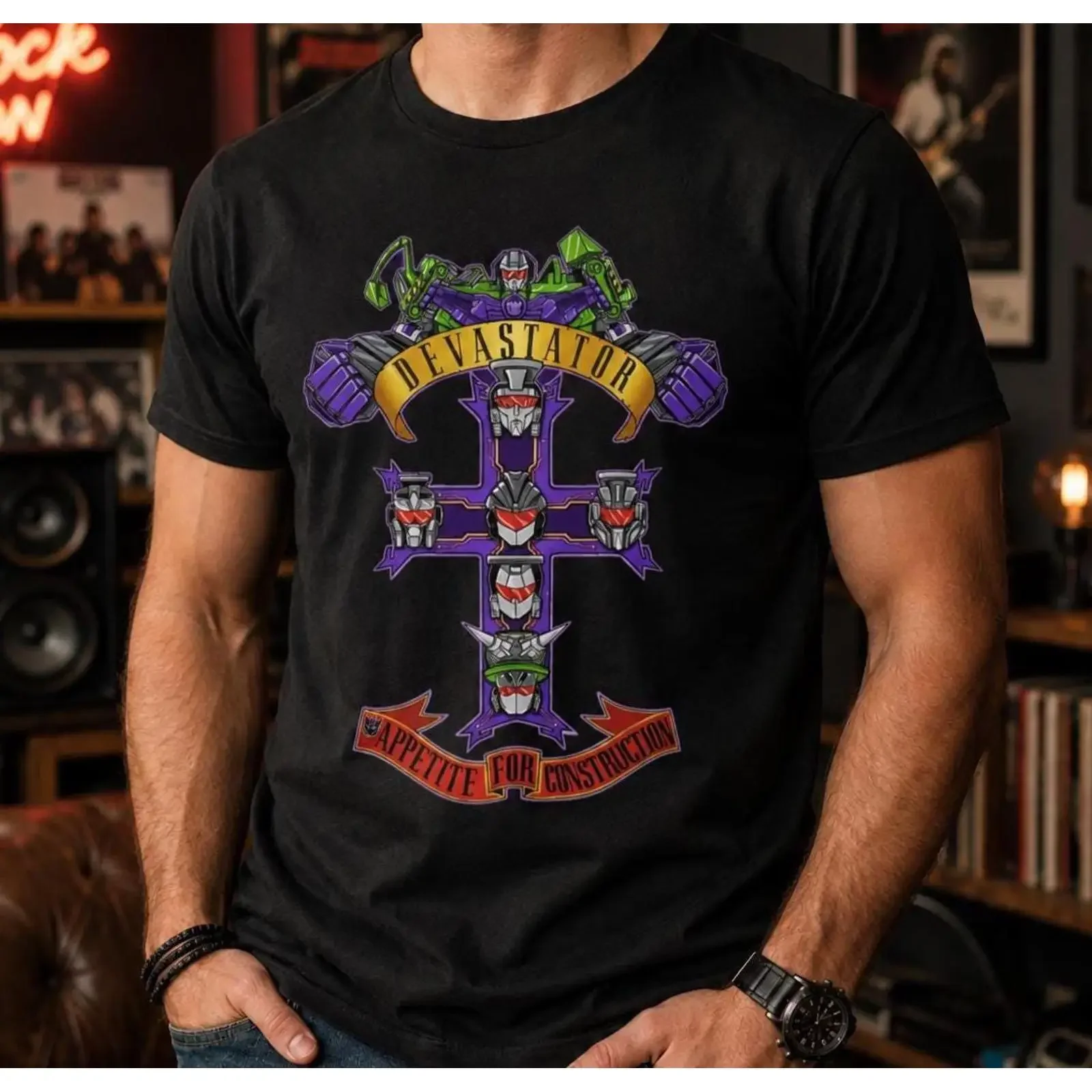 Constructicons Rhythm and Beatz T Shirt Construction Transform vintage Washed Breathable fashion streetwear Stylish