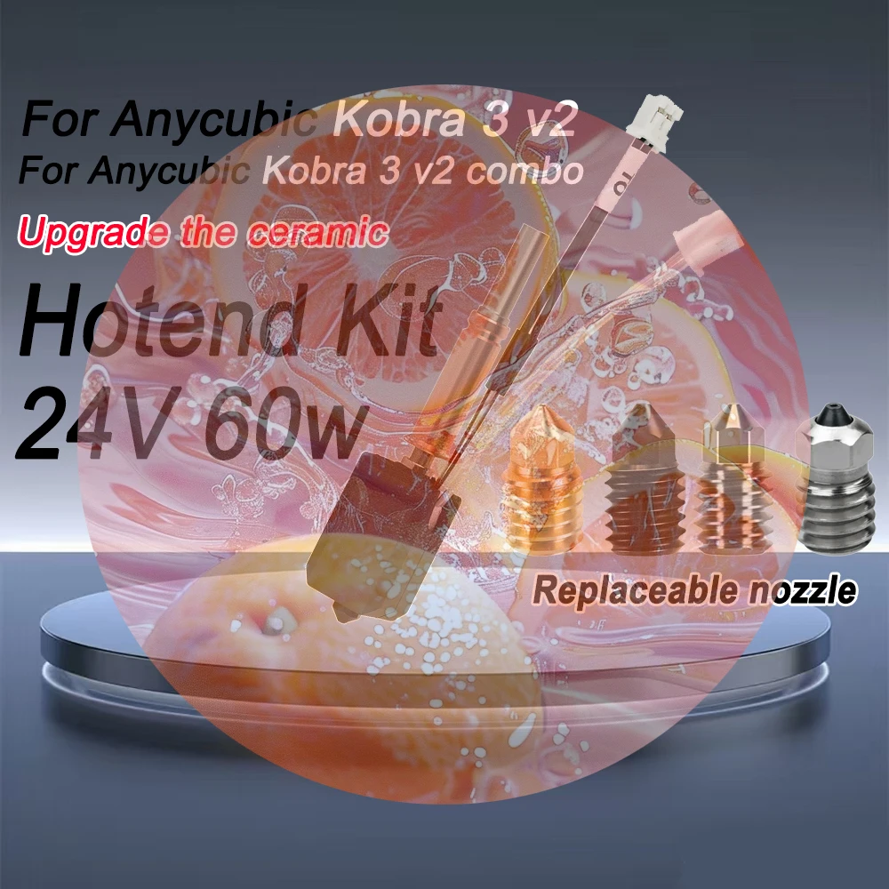 Nuevo hotend para Anycubic Kobra 3 v2/Kobra 3 v2 Combo actualización Hotend cerámica hotend impresora 3D boquilla de acero endurecido