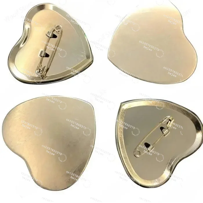 57x54mm Peach Heart Emblem Machine Badge Machine  Paper Cutting Knife Badge Machine Set 100Pcs Tinplate Emblem Consumables