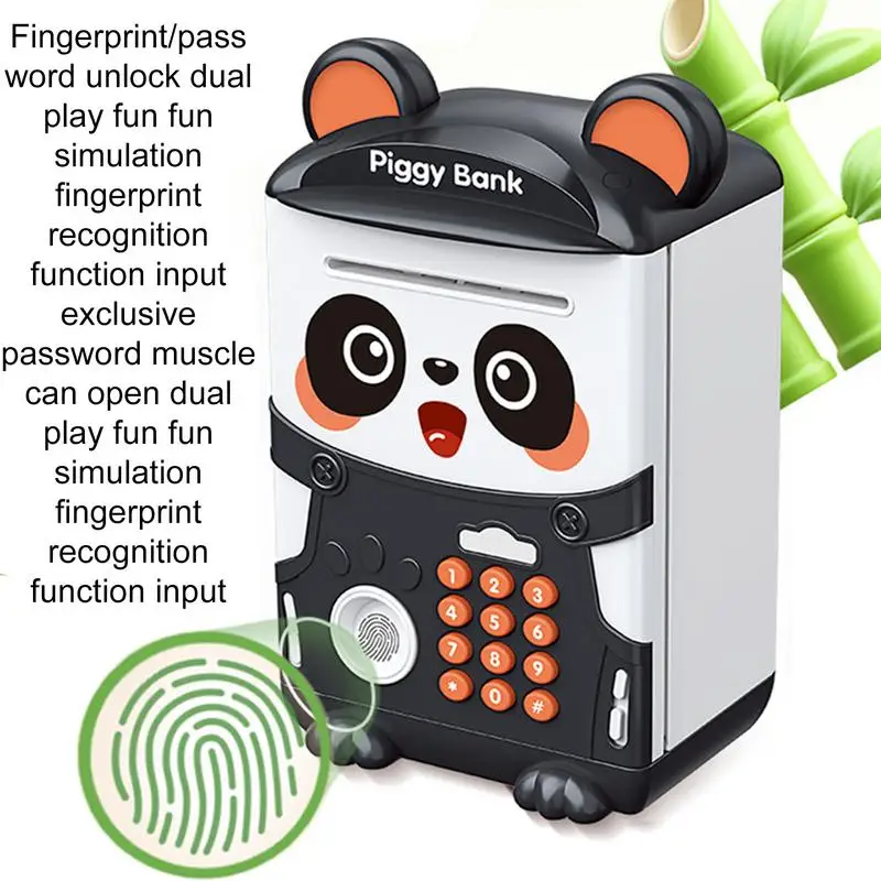 Panda Safe Box Fingerprint Piggy Mini Bank Cash Saving Bank Christmas Gift For Kids ATM Password Panda Money Box Fingerprint