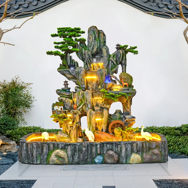 Large Rockery Fountain Courtyard Fish Pond Feng Shui Water Feature Landscape Decor