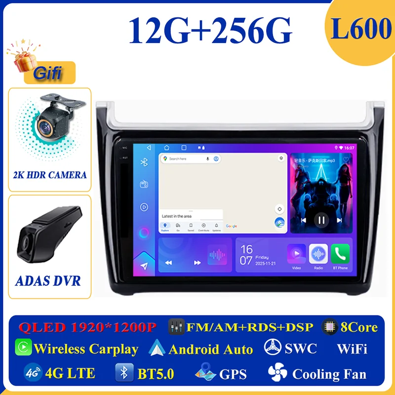 Android 16 Carplay Auto voor VW Volkswagen POLO 5 2008 - 2017 autoradio multimediaspeler navigatie GPS geen 2Din 2 Din DVD